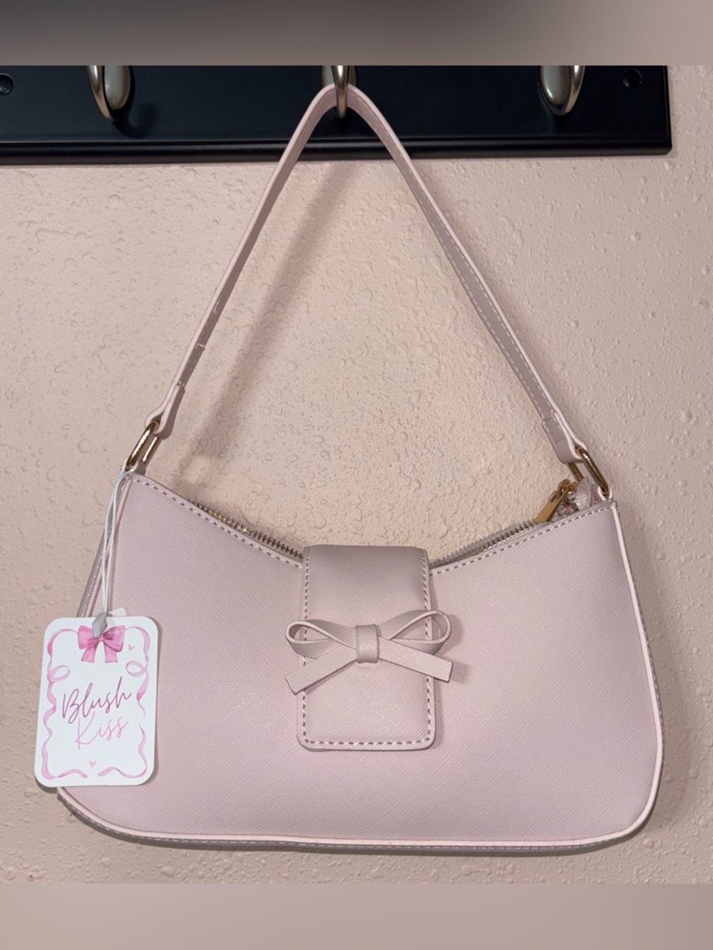 Blush Kiss Bow-Front Shoulder Bag - Soft Pink